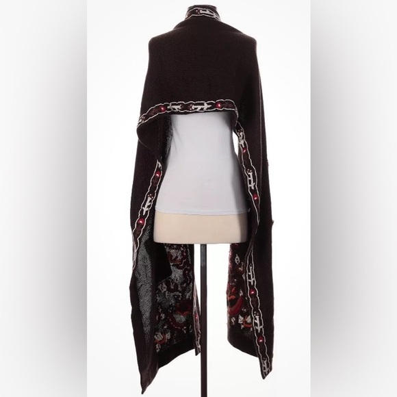 Marina Rinaldi extra long scarf stole wrap brown autumn colors sweater knit - Picture 2 of 5